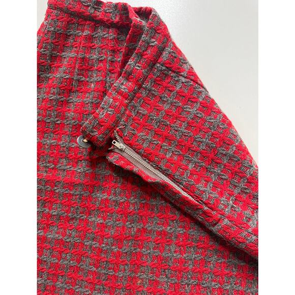 Vintage 90s American Rag Cie Remake Red Plaid Wool Mini‎ Skirt (M) Satin Lined - Picture 3 of 9